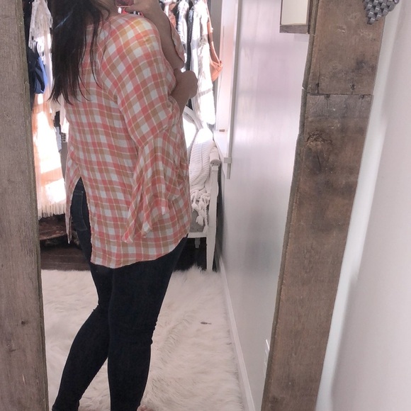 Lauren Conrad size XLarge Fall plaid boho top - Picture 4 of 6